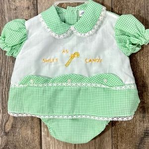 "Sweet as candy" Vintage Baby Girl Outfit